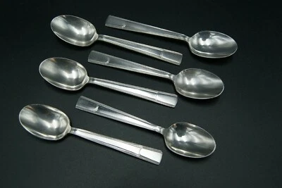 CHRISTOFLE HUDSON 6 CUCHARAS DE TÉ DE CAFÉ CHAPADAS EN PLATA ART DECO LUSTER - 1939 FRANCIA Foto 1 de 4