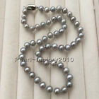 New 9-10 Mm Natural Silver Gray Pearl Necklace 18 Inch