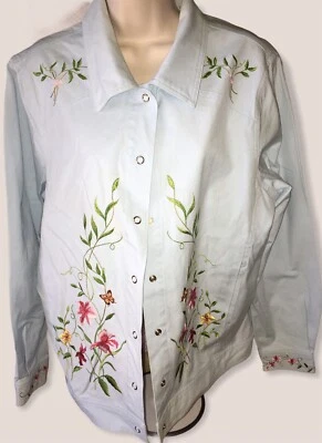 JAQUETA FEMININA VICTOR COSTA azul bordada borboletas floral tamanho grande nova sem etiquetas - Imagem 1 de 4