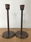 Ensemble vintage paire de 2 porte-chandeliers coniques en métal patine tonique bronze 7,25"