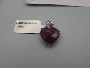 #B6 11.04ct Ratnapuri Ruby & White Topaz Sterling Silver Pendant & COA - Picture 1 of 8