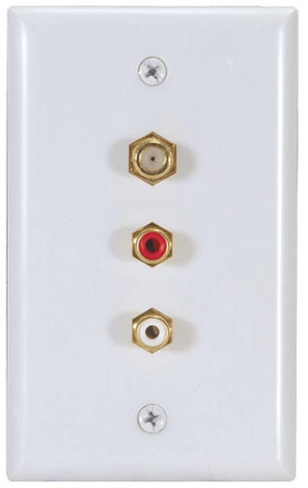 Audiovox RCA Wall Plate with F Connector & 2 RCA Jacks (79000314028) Audio Cable