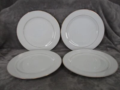 Juego de platos de cena Sakura Classic dorado cerámica blanca borde dorado 10" redondo 1996 4 piezas Foto 1 de 4