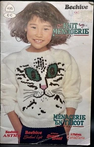 Knitting PATTERNS Childrens Adult Sweaters Cat Dinosaur Scottie Dog Horse Sheep - Picture 1 of 7