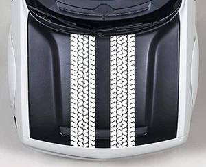 TIRE TRACK 10" x 60" x2 Hood Racing Stripes Vinyl Decal (Fits CHALLENGER) - Picture 1 of 23