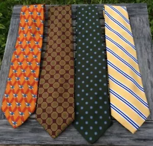 Brooks Brothers Makers 100% Men Silk Ties Multi Color Lot Of 4 Geometric Striped - Picture 1 of 9