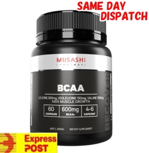 MUSASHI BCAA 600mg x 60 CAPSULES MUSCLE RECOVERY FREE EXPRESS AUST POST