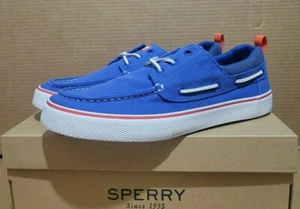 Sperry Bahama 3-Eye SW Canvas Boat Shoe Size 10 Blue STS23303 - Picture 1 of 9