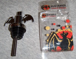 Lot of 3 Bacardi Rum Bat Pourer New Metal NIP Liquor Bottle Pourer - Picture 1 of 1