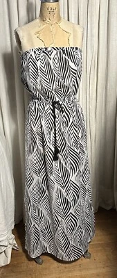 Vestido Largo Talbots Negro/Blanco Algodón Voile Sin Tirantes/Cubrimiento de Playa Talla M Nuevo con Etiquetas Foto 1 de 4