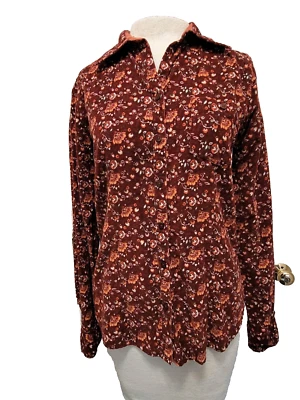 CAMISA DE ALGODÓN FLORAL MULTICOLOR CON BOTONES MANGA LARGA PANA TALLA XS EDDIE BAUER Foto 1 de 3