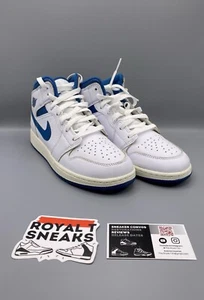 Jordan 1 Mid White/Industrial Blue GS - Picture 1 of 9