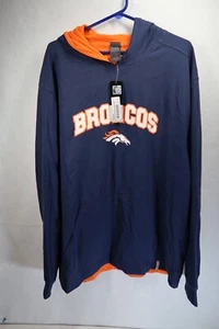 Denver Broncos Reebok Elite NFL Football Mens Hoodie Blue Sz L NEW Football - Picture 1 of 10