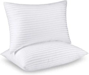 Juego de 2 almohadas de pluma de ganso para dormir tamaño queen Blanco NEW - Picture 1 of 27