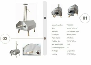 Horno de pizza portátil - pellets de madera extraíbles para chimeneas plegables pelado y piedra - Imagen 1 de 11