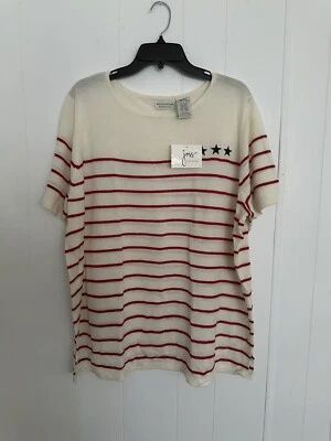 White Stag 22/24 Plus Size Stars And Stripes Short Sleeve Sweater NWT - Image 1 of 3