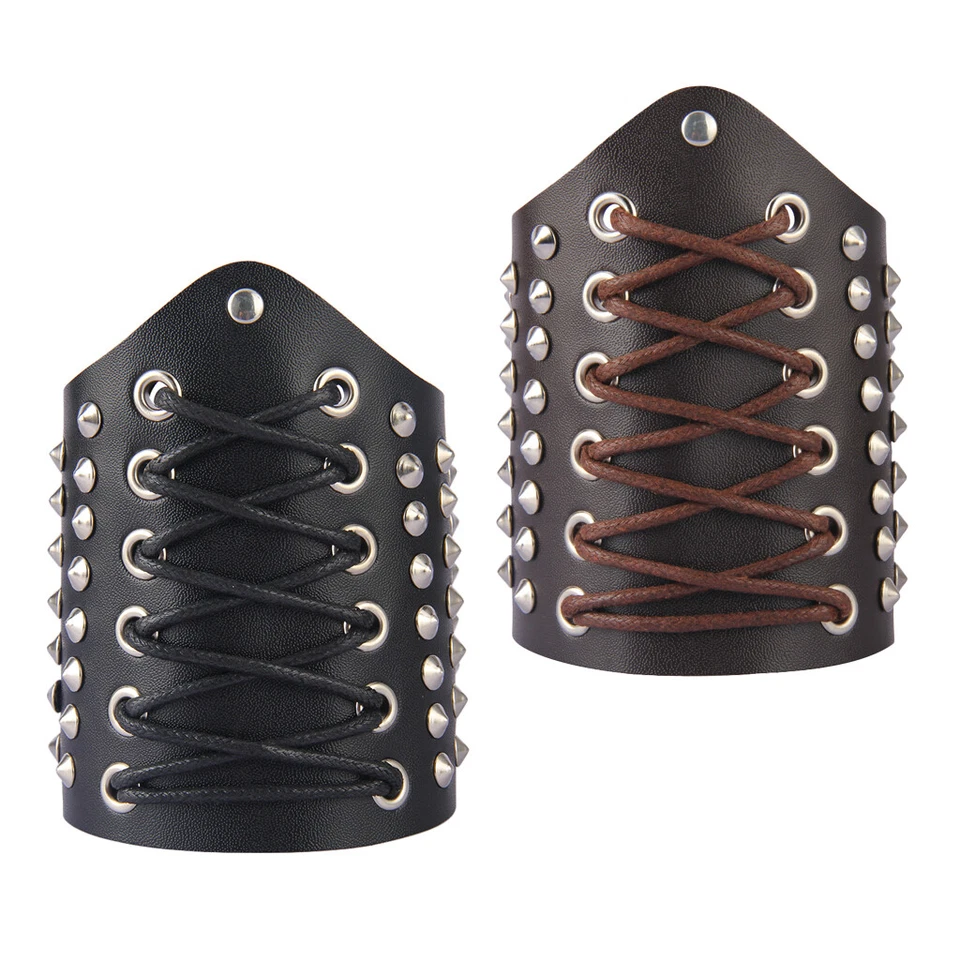 Vintage Mittelalterliche Armschienen PU Leder   Armband Breite Armschiene - Bild 1 von 1