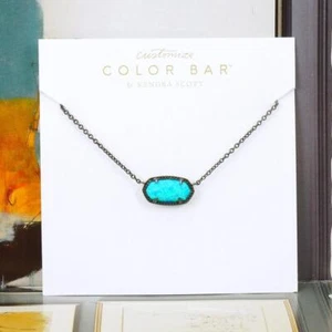 Collar Kendra Scott Elisa Turquesa Kyocera Ópalo Tono Gunmetal Nuevo sin Etiquetas - Imagen 1 de 5