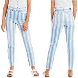 American Eagle Jeans femme rayé effilé à rayures bleu blanc taille 16 neuf avec étiquettes