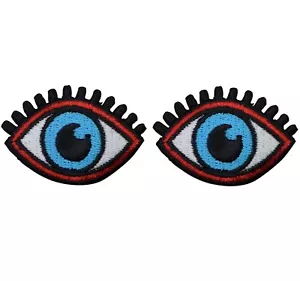 Blue Eyes Applique Patch - Eye Lashes 1-7/8" (2-Pack, Iron on) - Picture 1 of 1
