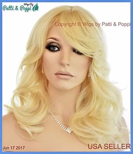 Synthetic Human Hair Blend Wig Heat Safe Skin Top Blond 613 USA Seller 1220 - Picture 1 of 12