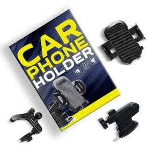 360° Car Phone Holder - Universal Fit, Dashboard Adjustable Handle & Vent Clip - Picture 1 of 10