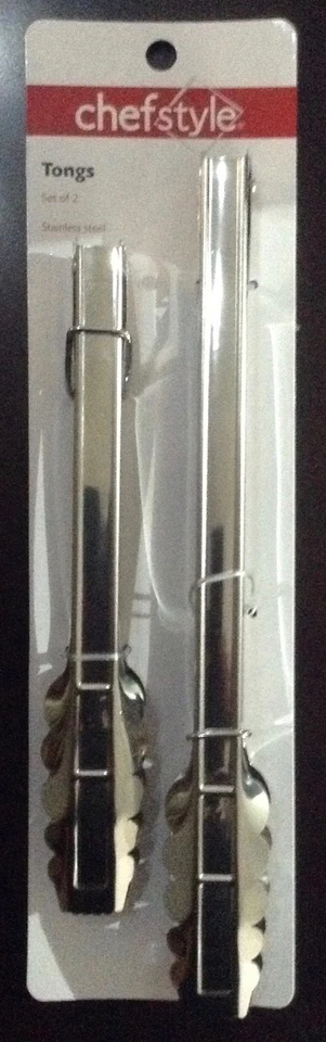 Chef Style Stainless Steel Tongs Set of 2  - Image 1 of 1