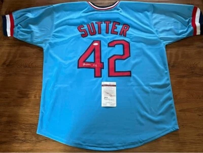 Bruce Sutter Autographed St. Louis Cardinals HOF Inscr. Pro Style Jersey JSA COA - Image 1 of 3