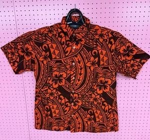 Vintage Hawaiian Shirt Kau Kauwa Made in Fiji Match Design on Pocket Tribal - Picture 1 of 2