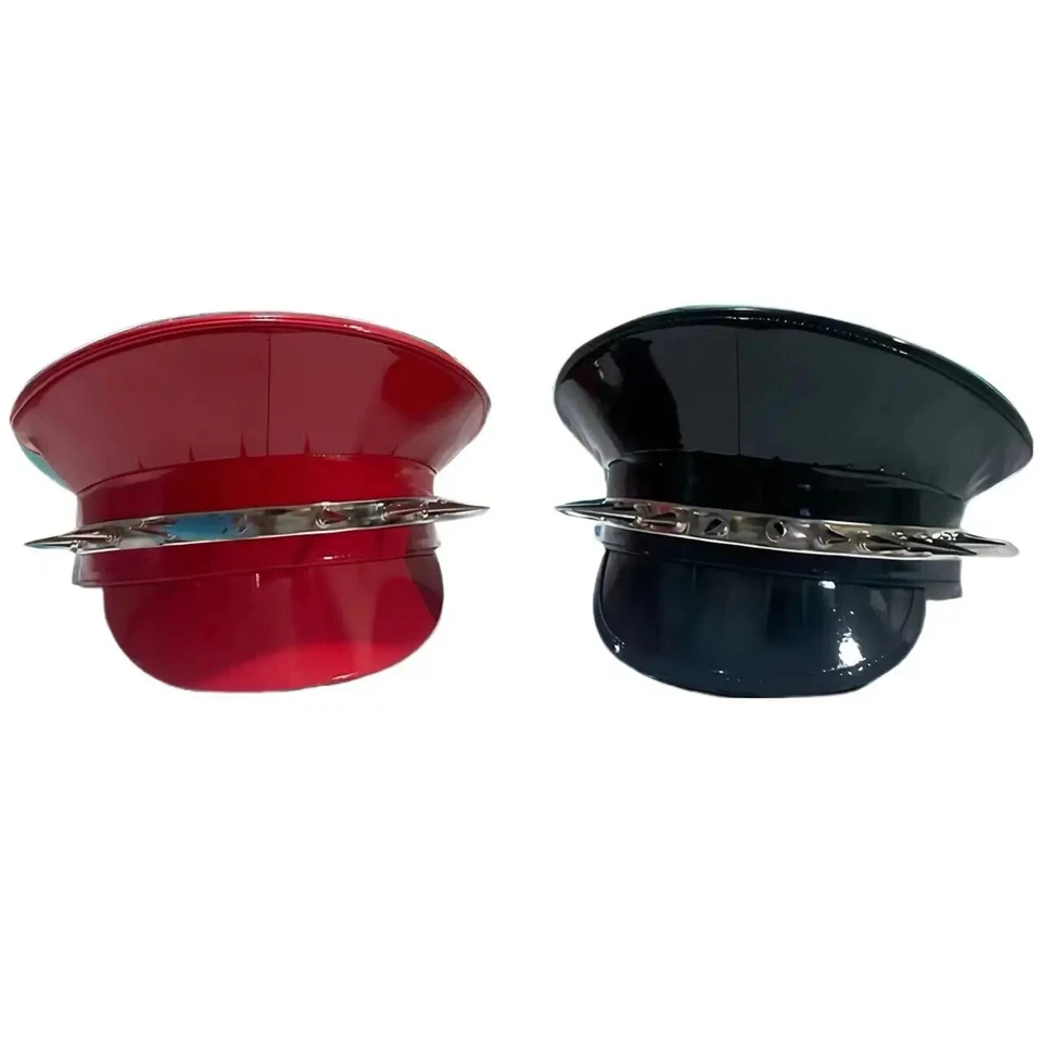 Gorra de Cuero Festival Capitán Sombrero Steampunk Remaches Gorra Ejército PU Mascarada Juegos con disfraces Foto 1 de 1