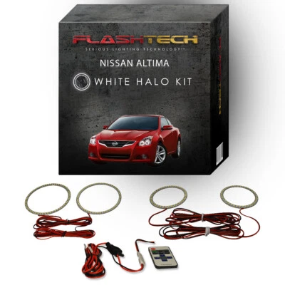 White Angel Eye LED Halo kit & RF Remote for 2010-2012 Nissan Altima Headlights - Image 1 of 4