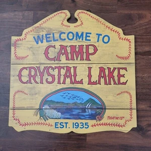 Cartel amarillo de la película de terror Camp Crystal Lake Friday the 13th decoración de Jason Voorhees - Imagen 1 de 5