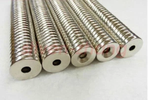 50pcs Strong N50 Round Neodymium Countersunk Ring Magnets 15mm x 4mm Hole 4mm - Picture 1 of 2