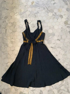 Vestido marc by marc jacobs negro “glitter” con detalle dorado en contraste talla 2 Foto 1 de 4