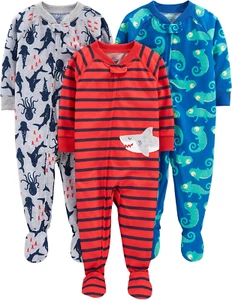 Toddlers and Baby Boys' Loose-Fit Polyester Jersey Footed Pajamas, Pack of 3 - Picture 1 of 5
