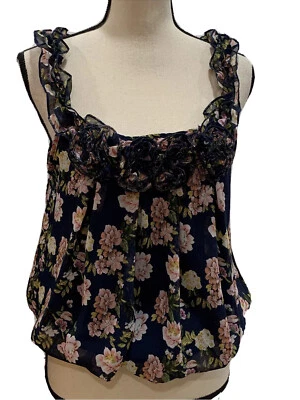 Rue 21 Floral Semi Sheer Top Multicolor Elastic Waist Size Large - Image 1 of 4