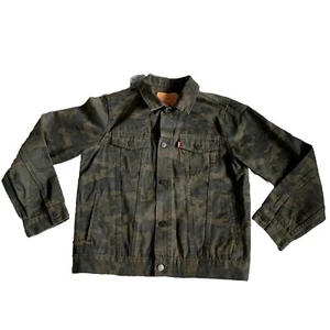 Levis Camo Denim Jacket Youth XL (13-15) Brown Black Button Camouflage Red Tab - Picture 1 of 5