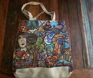 True Religion Denim Tote Bag Peace See Description - Picture 1 of 5