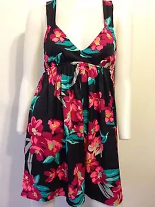 NUOVO ABITO ROXY FLOREALE ESTIVO LUMINOSO SCOLLO A TUFFO SCHIENA APERTA COLORATO BOHO URBAN XS - Foto 1 di 8