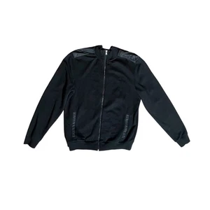 Michael Kors Men's Black Zip Up Sweatshirt Faux Leather Trim Size M - Picture 1 of 9