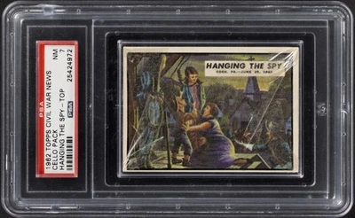 1962 Topps Civil War News paquete sellado PSA 7 #25 ¡HANGING THE SPY en la parte superior! RARO! Foto 1 de 2