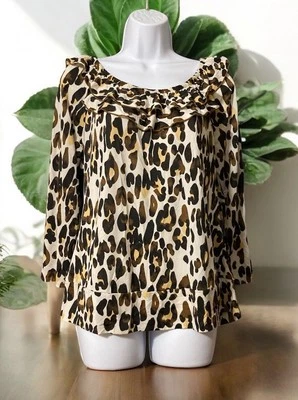 Blusa Essentials by Milano Mujer Estampado Animal Manga Larga Mezcla Poliéster Talla XL Foto 1 de 4