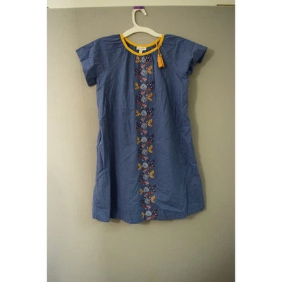 Garnet Hill Kids Blue Embroidered Floral Tunic Dress Casual Girls Sz Large - Image 1 of 4