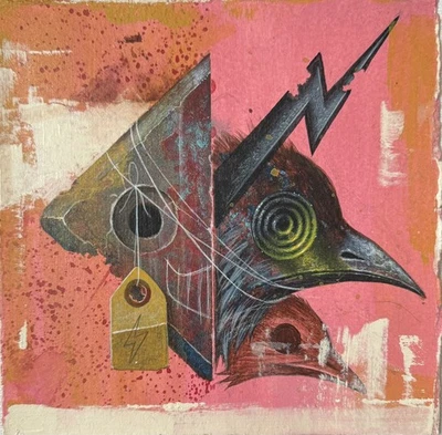 Pintura original Johnny KMNDZ Rodriguez, Little Beast Pink acrílico sobre papel  Foto 1 de 3