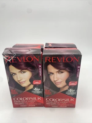 Paquete de 4 tintes para el cabello Revlon Colorsilk #34 borgoña profunda sin amoníaco Foto 1 de 4