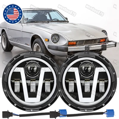PAR de faros LED de 7 pulgadas Fit Datsun 240Z 260Z 280ZX 1970-1978 haz sellado Foto 1 de 4