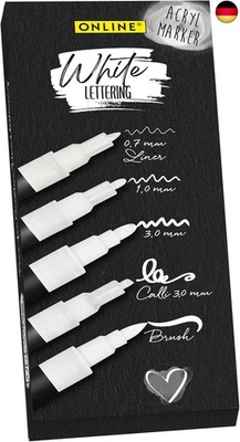 BESUCHE DEN ONLINE-STORE Online 5er-Set Handlettering-Stifte Weiß I Stark deckendes Handlettering