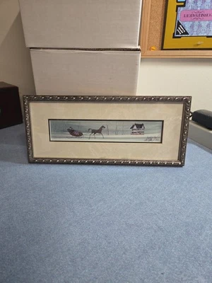 P Buckley Moss 1993 impresión enmarcada viaje a casa paseo en trineo de caballos 134/1000  Foto 1 de 4