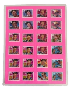 Laminated Sheet of 24 misc. 29 cent US Postage Stamps -Elvis, Cline, Haley, etc. - Picture 1 of 2