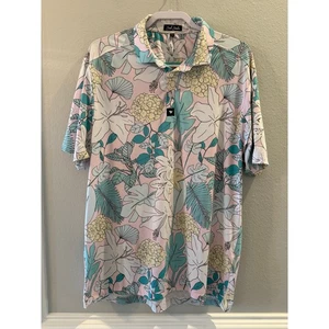 Bad Birdie Herren Poloshirt Pink Hawaiian Gardens Golf Gr. XL - Bild 1 von 7